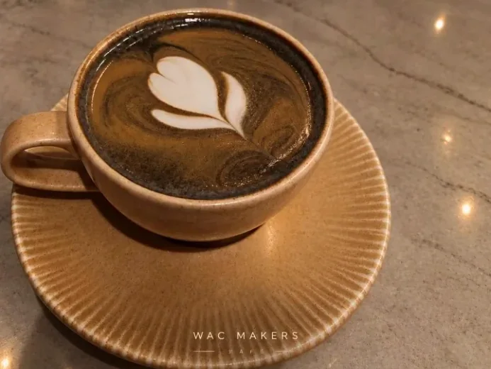 Mermer masada latte art'lı Madagaskar Vanilya Latte